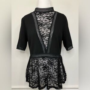 Black Lace Top Victorian Dark Romance Ethereal Sheer Gothic Fairy Large